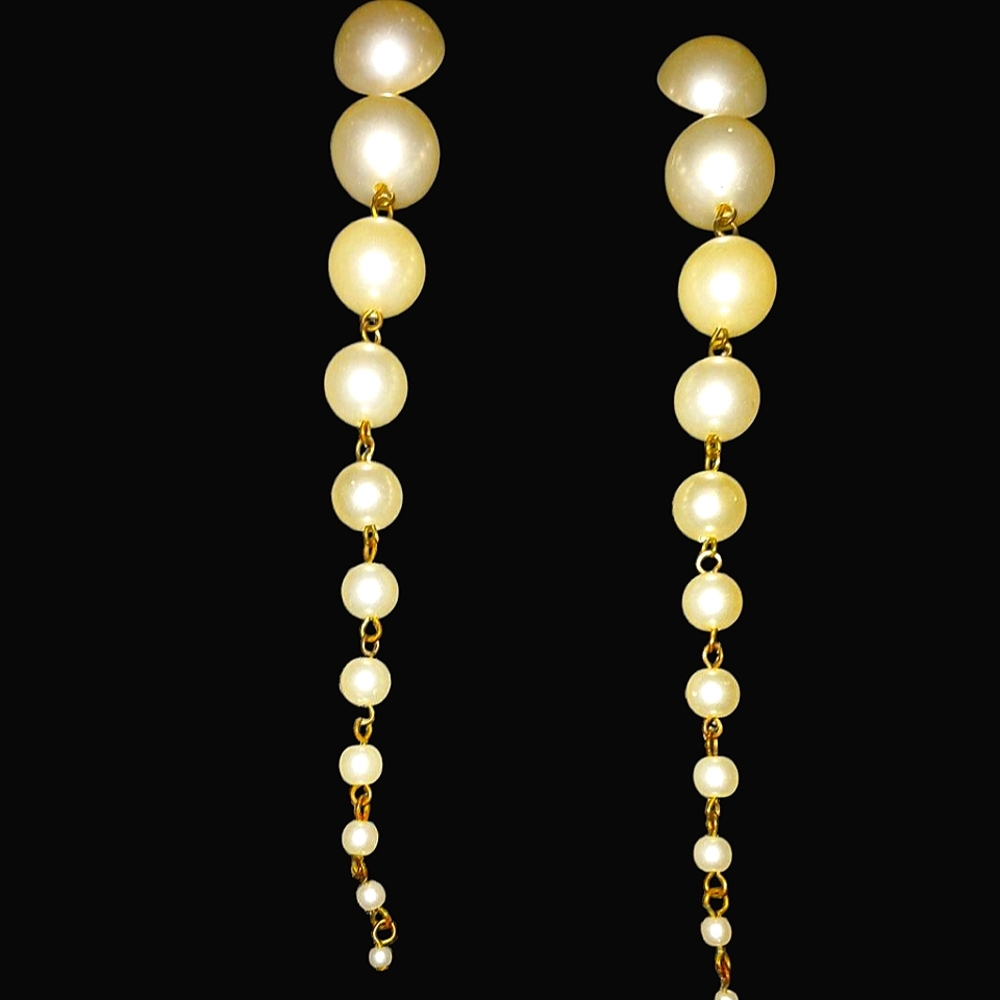 Elegant Gold and Cream Pearl Drop Earrings